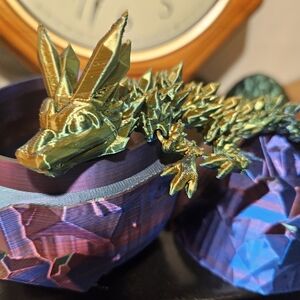 3D Printed Crystal Dragon Egg with Mini Dragon Figure